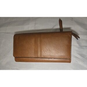 Safe Keeper Wallet Womens Brown Genuine Leather Clutch Organizer 8" Money Coupon